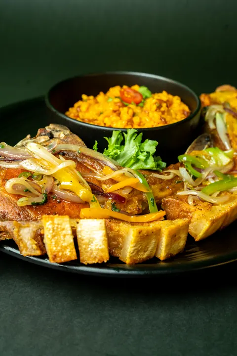 Can-can pork chop with arroz mamposteao